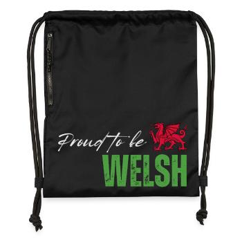 Stolzer Waliser, ich liebe Wales - Turnbeutel aus Recycling-Material - Schwarz - Vorne