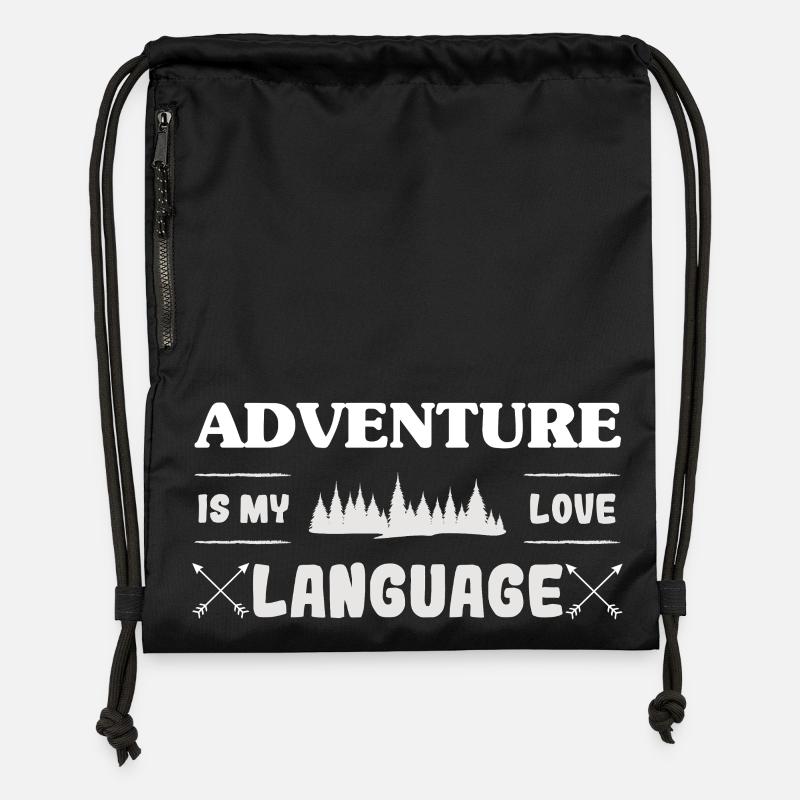 Adventure is my language - Gymsac made from recycled material - black