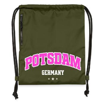 Potsdam Pink Retro Germany Lettering College - Turnbeutel aus Recycling-Material - military Green - Vorne