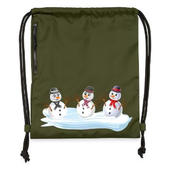 Snowmen - Schneemann Weihnachtstrupp - Turnbeutel aus Recycling-Material - military Green - Vorne