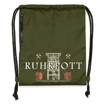Ruhrpott, région de la Ruhr Dessin à la main Mine de Gneisenau - Sac à cordon en polyester recyclé - military green - Devant
