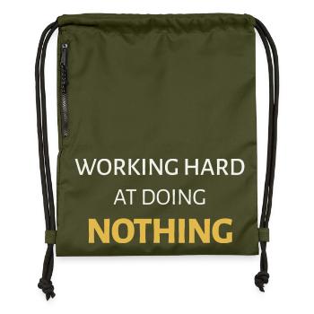 Travailler dur pour ne rien faire - Sac à cordon en polyester recyclé - military green - Devant