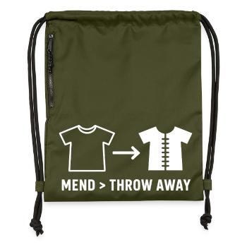 Mend Throw Away Sichtbare Reparatur - Turnbeutel aus Recycling-Material - military Green - Vorne