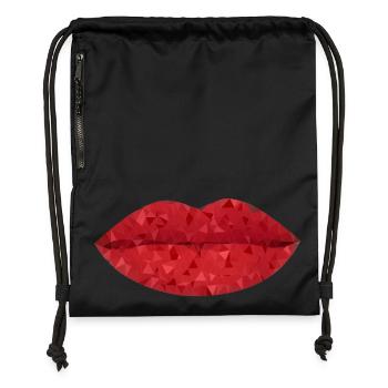 Intense Red Geometric Lips - Gymsac made from recycled material - black - Front