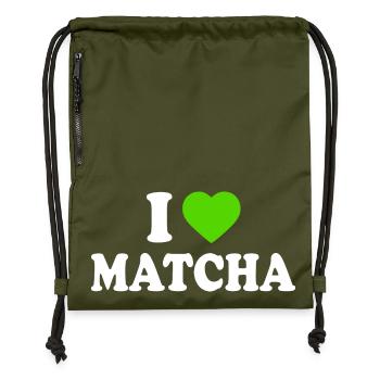 J’adore le Matcha - Sac à cordon en polyester recyclé - military green - Devant