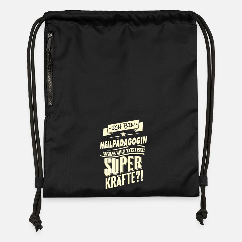 Superkräfte Heilpädagogin RAHMENLOS Geschenk - Turnbeutel aus Recycling-Material - Schwarz