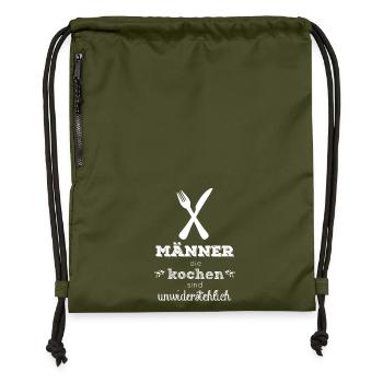Les hommes qui cuisinent sont irrésistibles - Sac à cordon en polyester recyclé - military green - Devant
