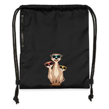 cool suricate groupe avec des lunettes de soleil - Sac à cordon en polyester recyclé - noir - Devant
