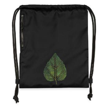 Lindenblatt - Impression d’art / FEUILLE - Forêt Nature - Sac à cordon en polyester recyclé - noir - Devant