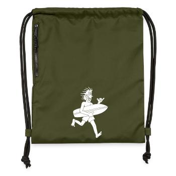 Ungeduldiger Surfer (weiß) - Turnbeutel aus Recycling-Material - military Green - Vorne