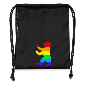 Berlin Bear / Pride Bear / Rainbow - Gymsac made from recycled material - black - Front