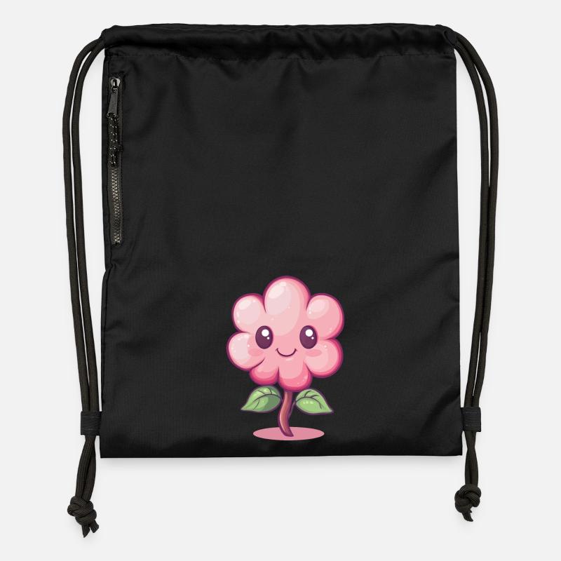 Fröhliche Blume - Turnbeutel aus Recycling-Material - Schwarz