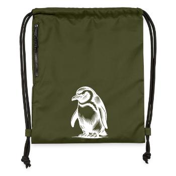 Cunning Clever Kids Penguin Tattoo Style - Gymsac made from recycled material - military green - Front