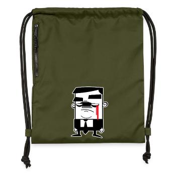 Hombre Grises: Anonym, Freiheit & Protest - Turnbeutel aus Recycling-Material - military Green - Vorne