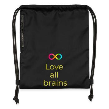 Love_all_brains - Sac à cordon en polyester recyclé - noir - Devant