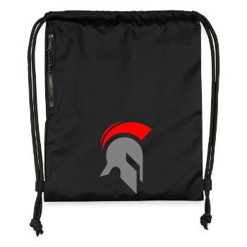 Spartanischer Helm - Turnbeutel aus Recycling-Material - Schwarz - Vorne