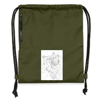 Isolated Craziness, Black and White variant - Gymsac made from recycled material - military green - Front