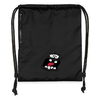 Visage de bande dessinée anxieux - Sac à cordon en polyester recyclé - noir - Devant