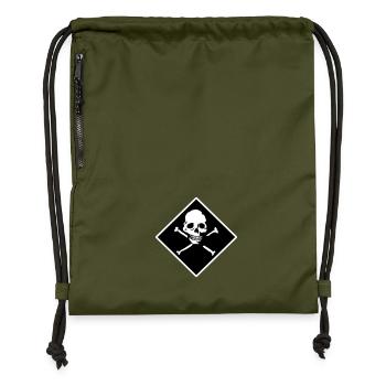 Schädel und Knochen - Turnbeutel aus Recycling-Material - military Green - Vorne