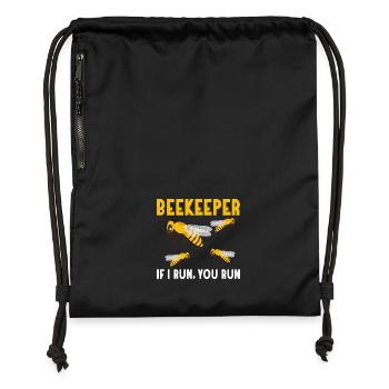 Beekeeper If I Run, You Run Apiarist Beekeeping - Gymsac made from recycled material - black - Front