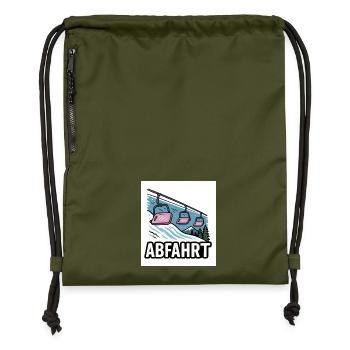 Remontée mécanique et motif montagne avec charme d’aventure - Sac à cordon en polyester recyclé - military green - Devant