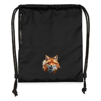 Roter Fuchs Portrait – Wildtier Alpen Motiv - Turnbeutel aus Recycling-Material - Schwarz - Vorne