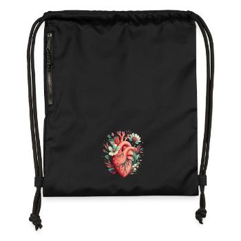 Heart Bloom Botanical - Gymsac made from recycled material - black - Front