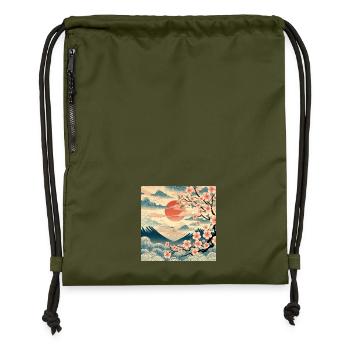 Ukiyo-e Style Sunrise II - Gymsac made from recycled material - military green - Front