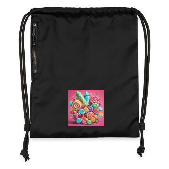 Bunte Bonbons - Turnbeutel aus Recycling-Material - Schwarz - Vorne