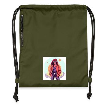Style des années 90 - Sac à cordon en polyester recyclé - military green - Devant
