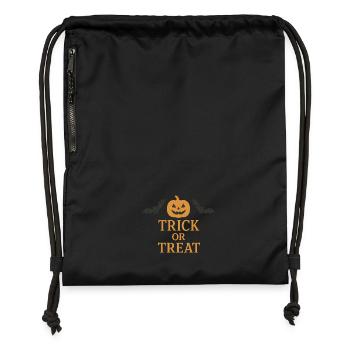 Motif effrayant d’Halloween avec citrouille - Sac à cordon en polyester recyclé - noir - Devant