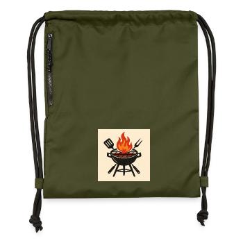 Feuriger Grillabend - Turnbeutel aus Recycling-Material - military Green - Vorne