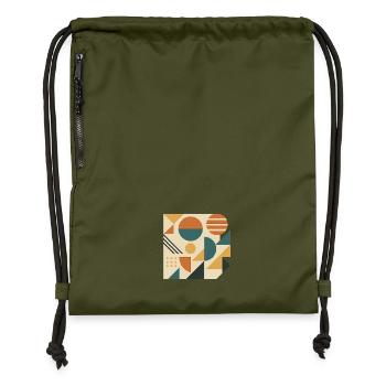 Geometric Color Tiles Pattern - Gymsac made from recycled material - military green - Front