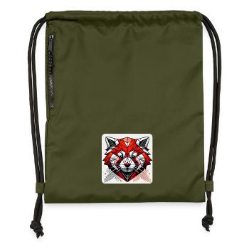 Geometric Red Panda Polygon - Gymsac made from recycled material - military green - Front