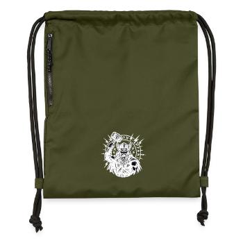 Odin mit Thorhammer Blitz Runenkreis Mjölnir - Turnbeutel aus Recycling-Material - military Green - Vorne