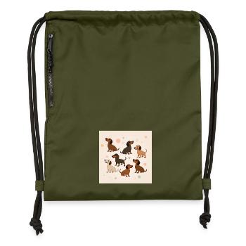 Dachshund Paradise - Gymsac made from recycled material - military green - Front
