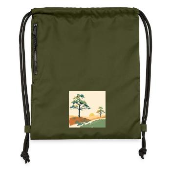 Pastel Sunset Trees - Gymsac made from recycled material - military green - Front