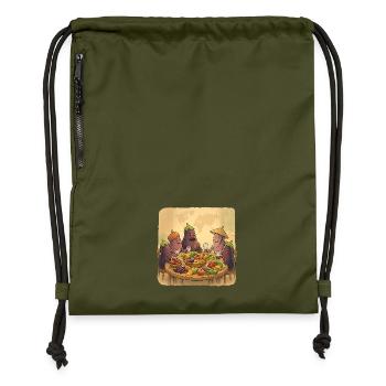 La société de l’aubergine à la table festive - Sac à cordon en polyester recyclé - military green - Devant
