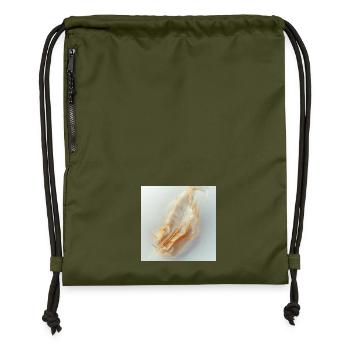 Ätherische Feder leuchtend – Symbol des Lichts - Turnbeutel aus Recycling-Material - military Green - Vorne