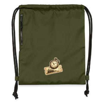 Historische Uhr Lokomotive - Turnbeutel aus Recycling-Material - military Green - Vorne