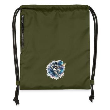 Weltraum-Astronaut mit Bassgitarre - Turnbeutel aus Recycling-Material - military Green - Vorne