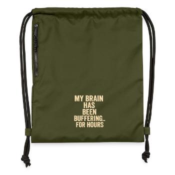 Mème du cerveau tampon - Sac à cordon en polyester recyclé - military green - Devant