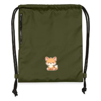 Sweet baby Fox sleeping Kawaii style - Gymsac made from recycled material - military green - Front