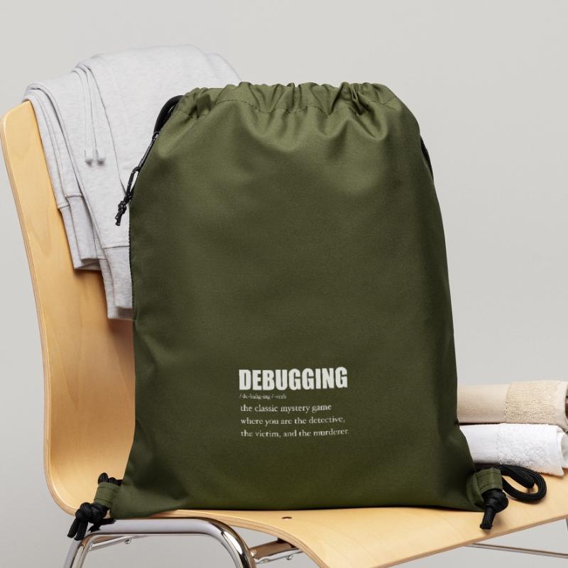 Programmer Debugging Definition Funny IT Developer Sac à cordon en polyester recyclé