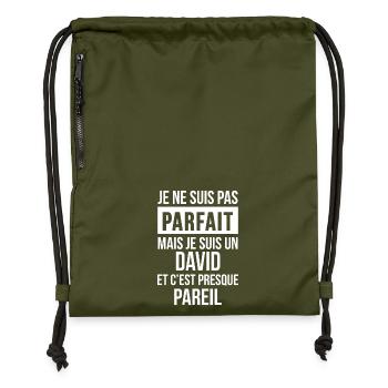 Nom de Famille - DAVID - Sac à cordon en polyester recyclé - military green - Devant