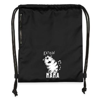 Katzen Mama - Katze - Kater - Kitten - Comic - Cat - Turnbeutel aus Recycling-Material - Schwarz - Vorne