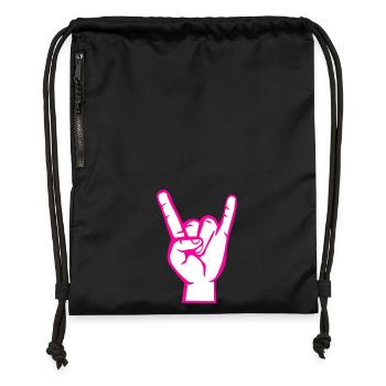 Hand mit Rock- Metal -Satan Symbol Pink - Turnbeutel aus Recycling-Material - Schwarz - Vorne