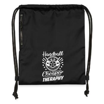 Handball Sprüche Billiger als Therapie - Turnbeutel aus Recycling-Material - military Green - Vorne