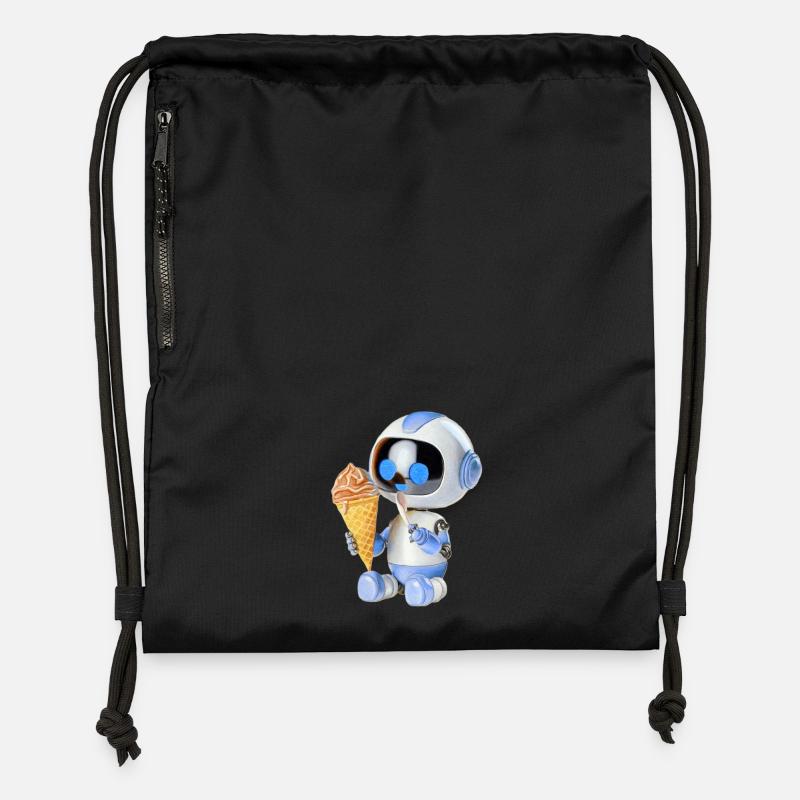 Crème glacée robot - Sac à cordon en polyester recyclé - noir