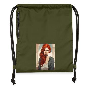 Beautiful Woman Redhead Red Hair - Gymsac made from recycled material - military green - Front
